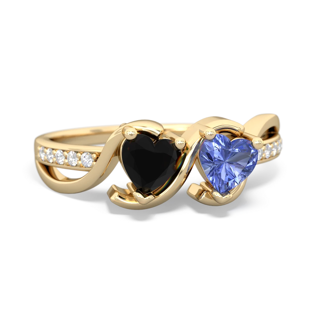 Onyx Side By Side 14K Yellow Gold ring R3090