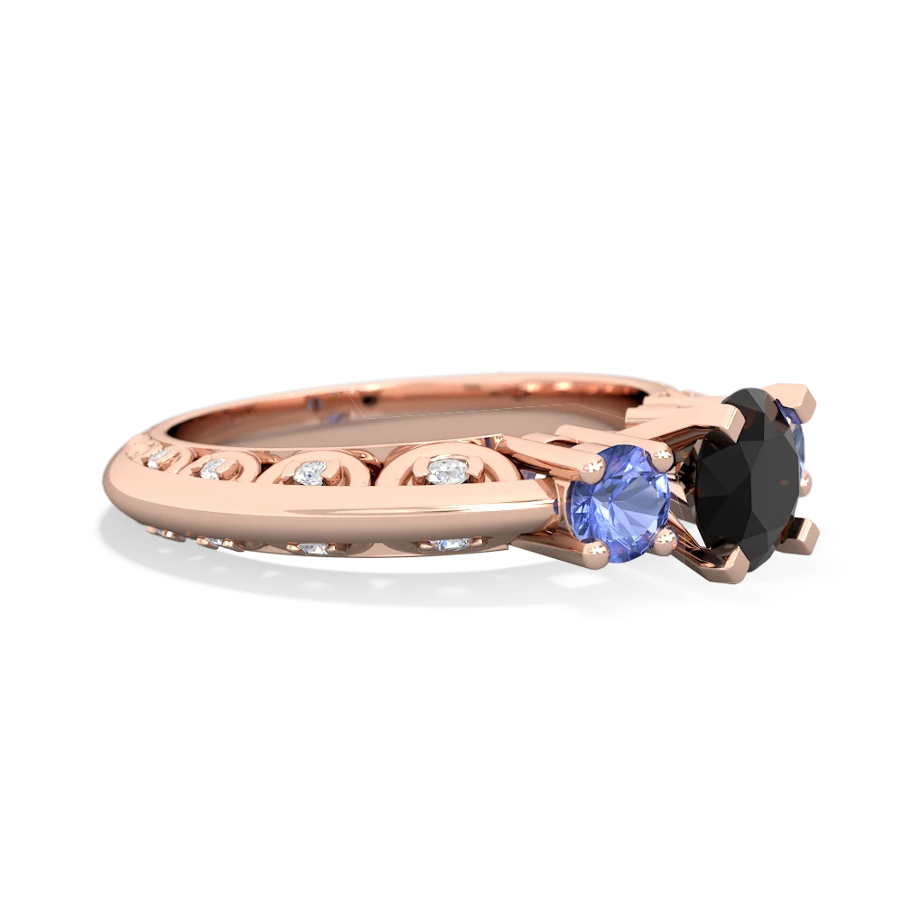 Onyx Art Deco Eternal Embrace Engagement 14K Rose Gold ring C2003