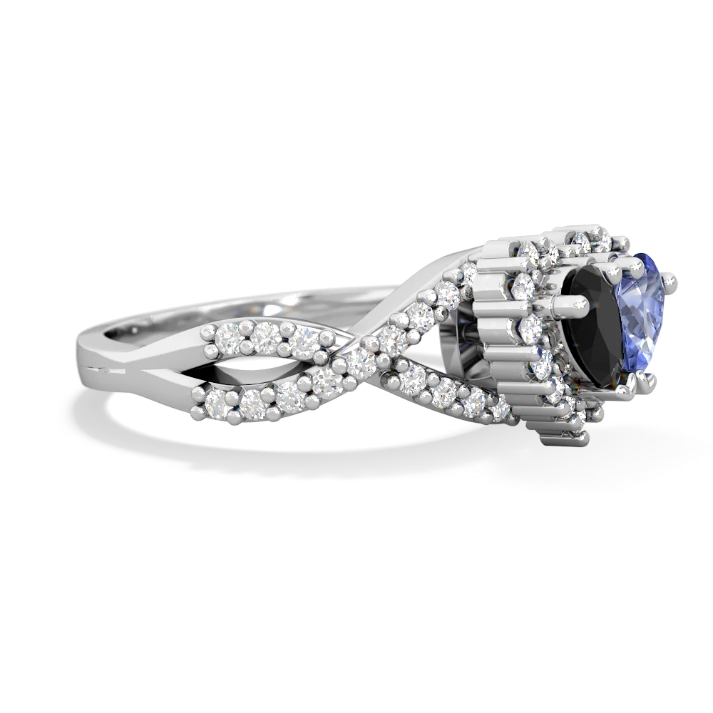 Onyx Diamond Twist 'One Heart' 14K White Gold ring R2640HRT