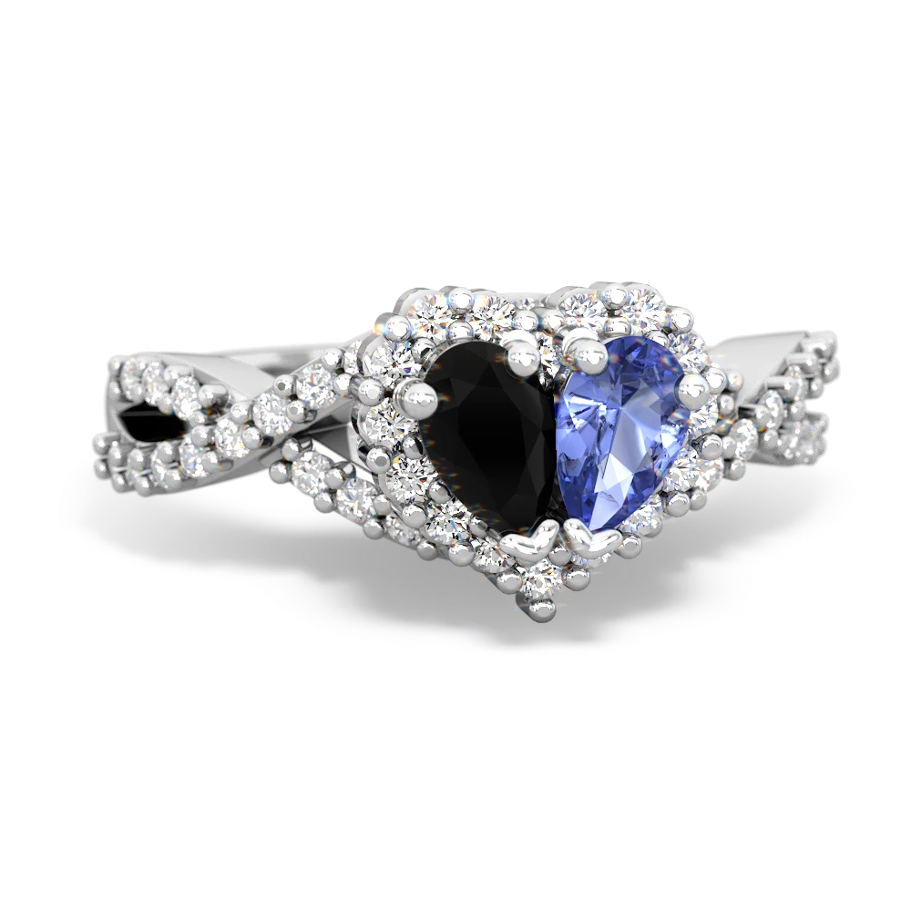 Onyx Diamond Twist 'One Heart' 14K White Gold ring R2640HRT