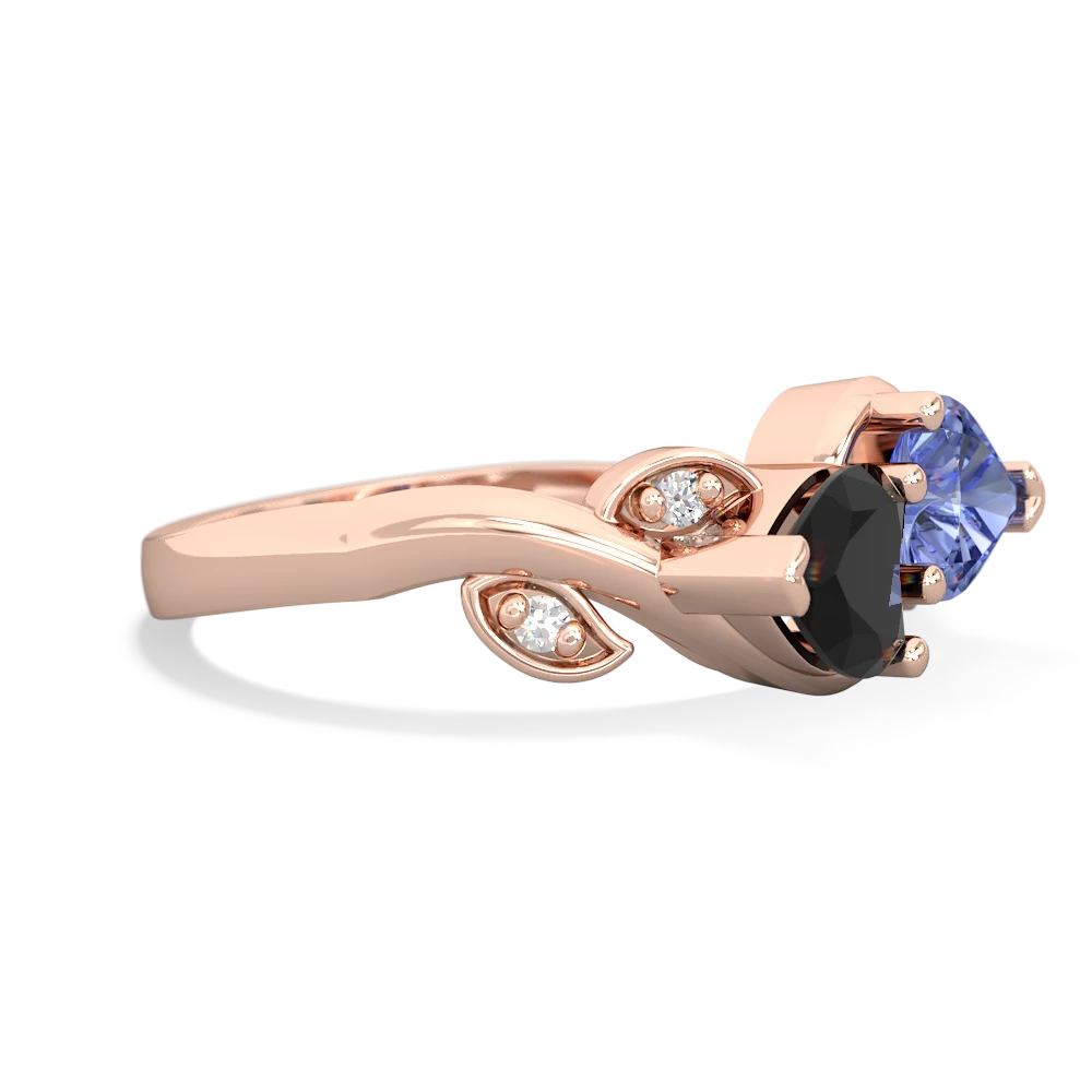 Onyx Floral Elegance 14K Rose Gold ring R5790