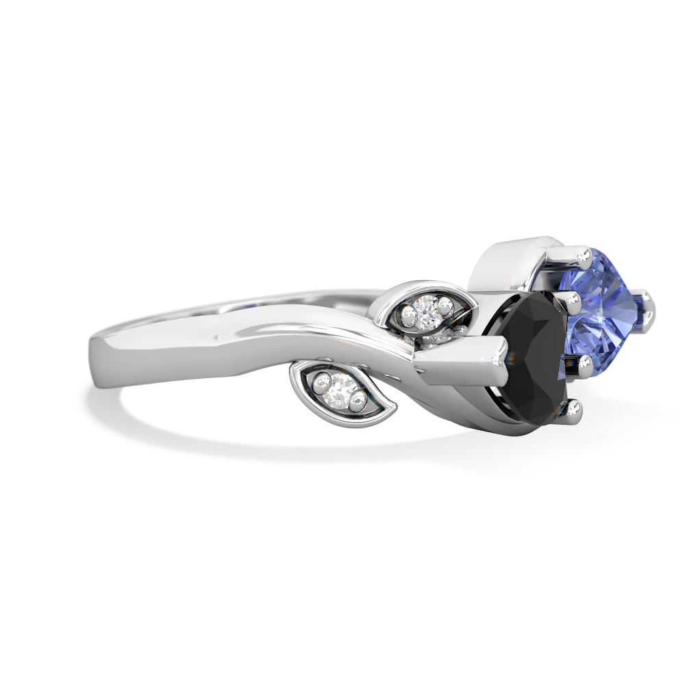 Onyx Floral Elegance 14K White Gold ring R5790