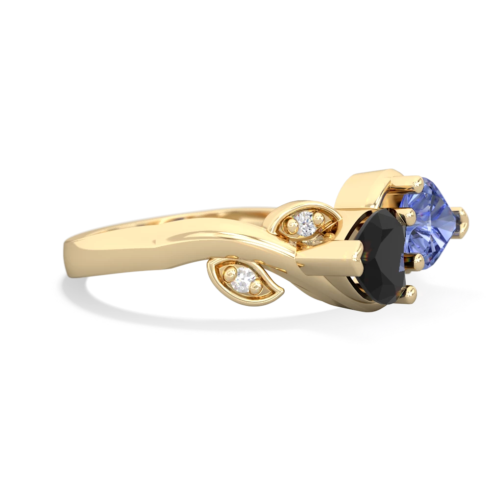 Onyx Floral Elegance 14K Yellow Gold ring R5790