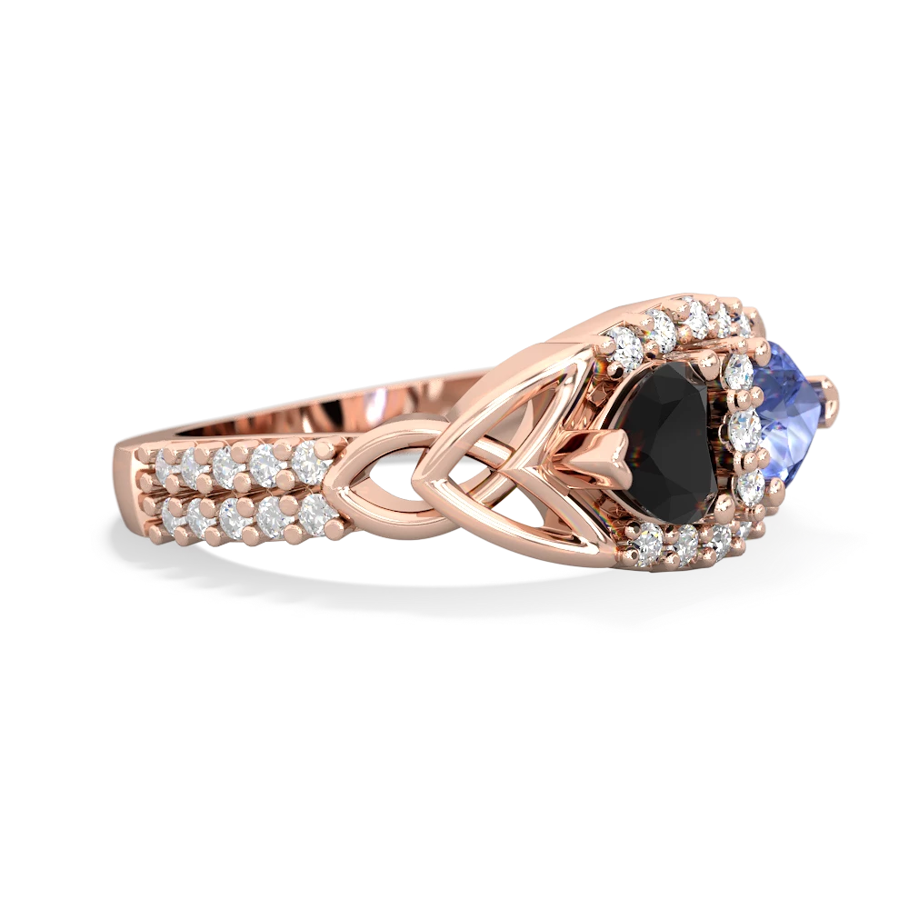 Onyx Sparkling Celtic Knot 14K Rose Gold ring R2645