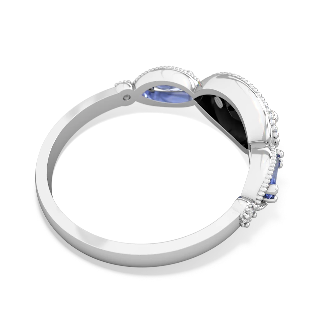 Onyx Milgrain Marquise 14K White Gold ring R5700