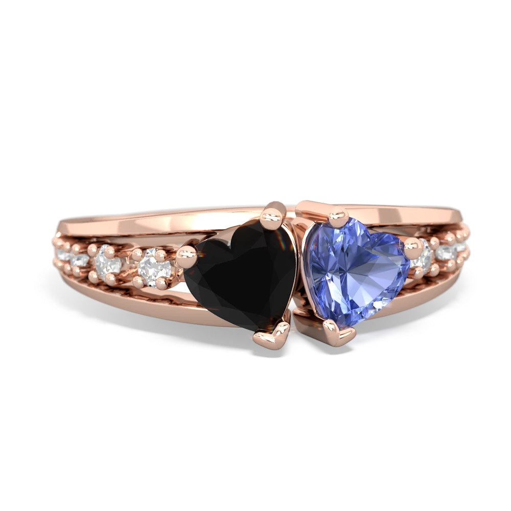 Onyx Heart To Heart 14K Rose Gold ring R3342