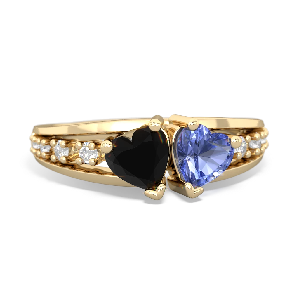 Onyx Heart To Heart 14K Yellow Gold ring R3342