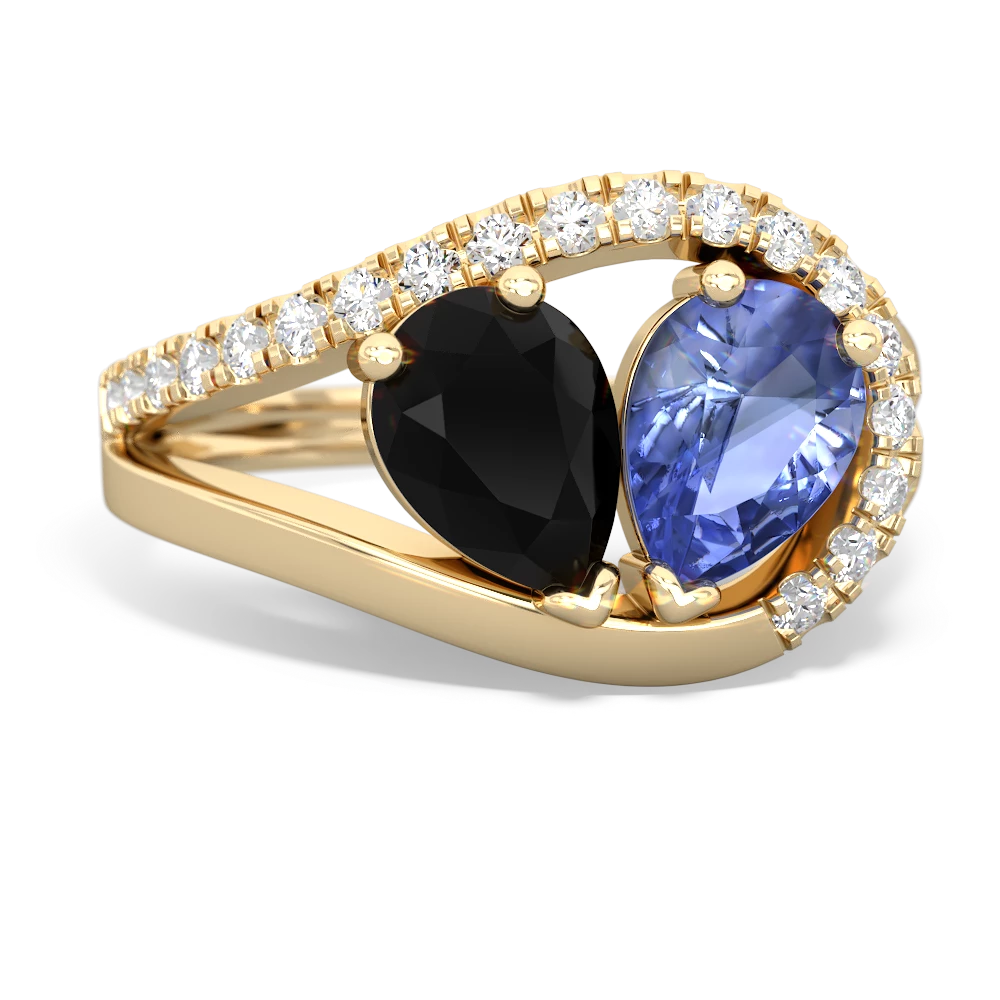 Onyx Nestled Heart Keepsake 14K Yellow Gold ring R5650