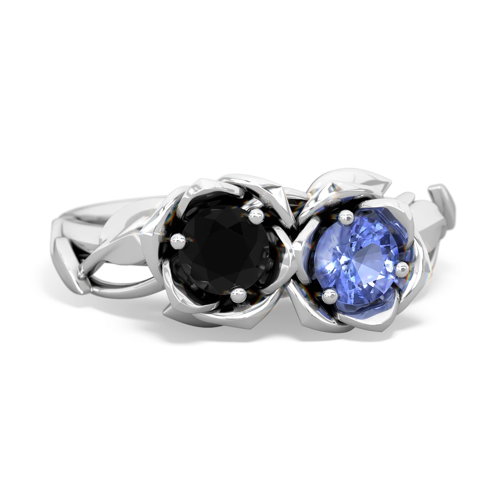 Onyx Rose Garden 14K White Gold ring R5510