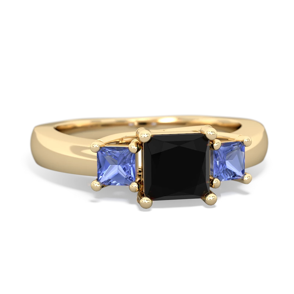 Onyx Three Stone Trellis 14K Yellow Gold ring R4015