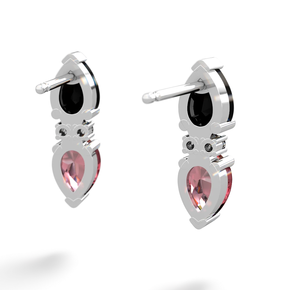 Onyx Bowtie Drop 14K White Gold earrings E0865