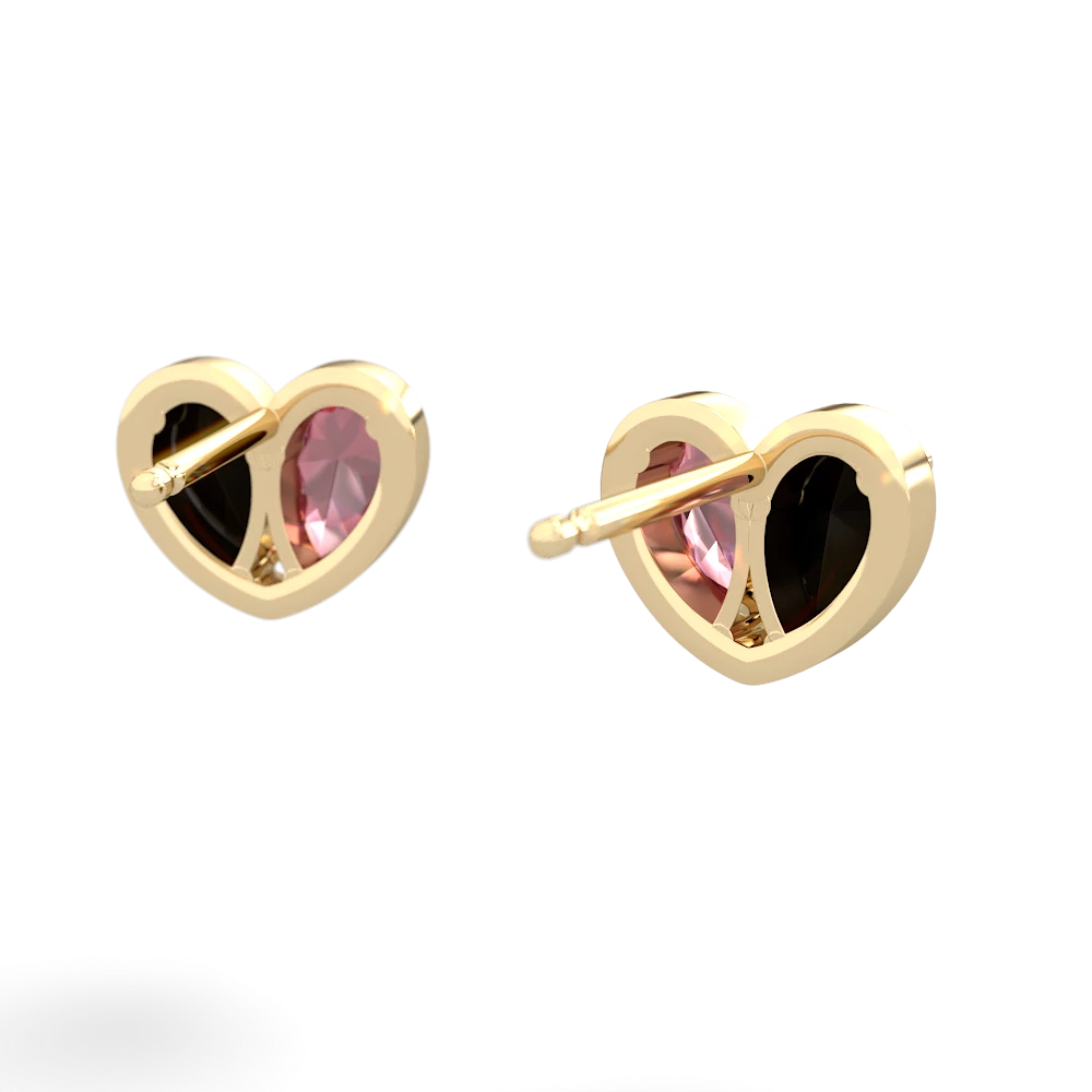 Onyx 'Our Heart' 14K Yellow Gold earrings E5072