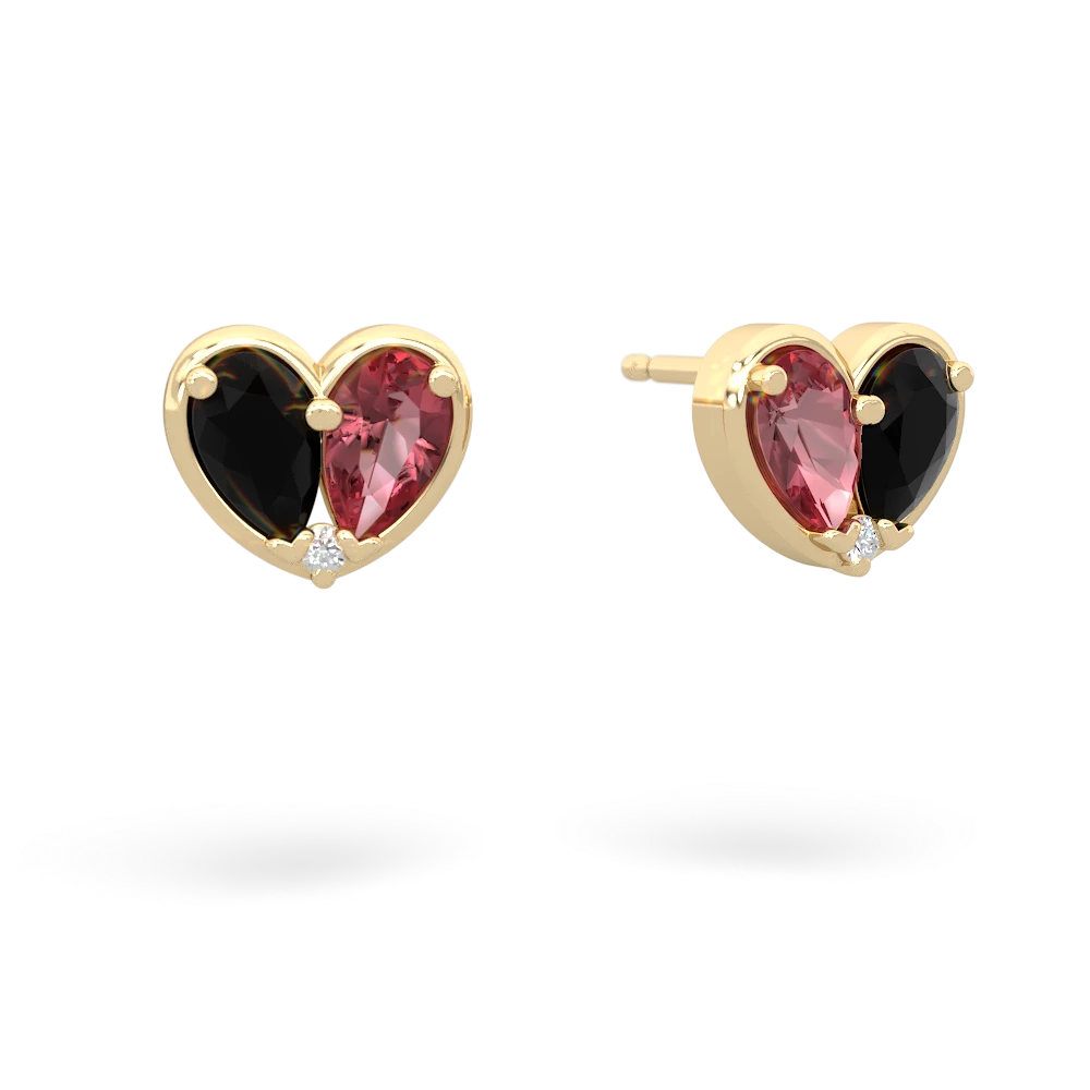 Onyx 'Our Heart' 14K Yellow Gold earrings E5072