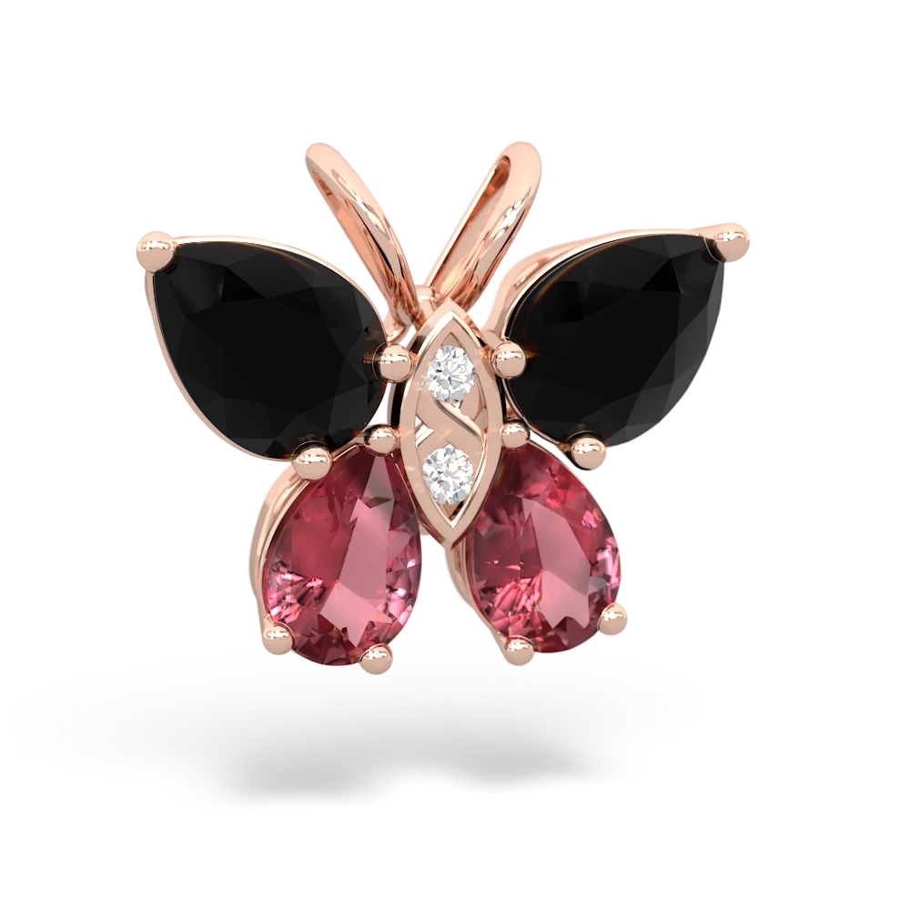 Onyx Butterfly 14K Rose Gold pendant P2215