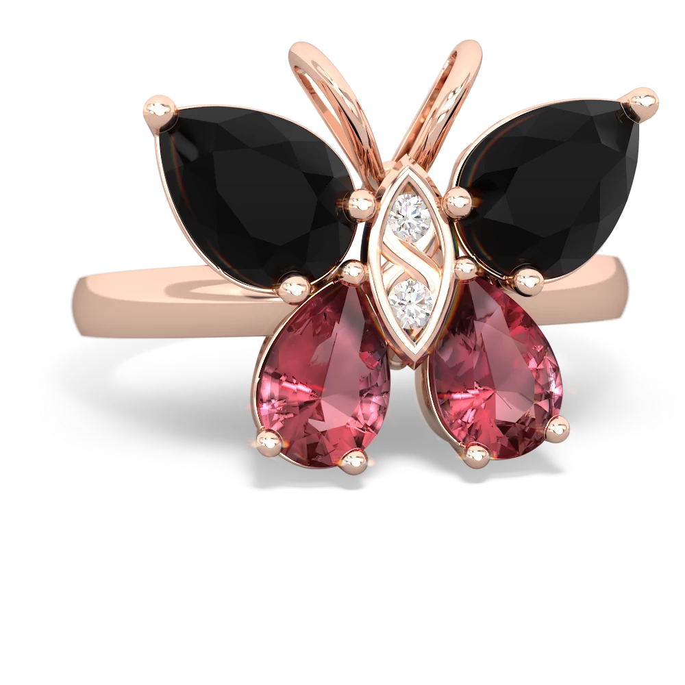 Onyx Butterfly 14K Rose Gold ring R2215