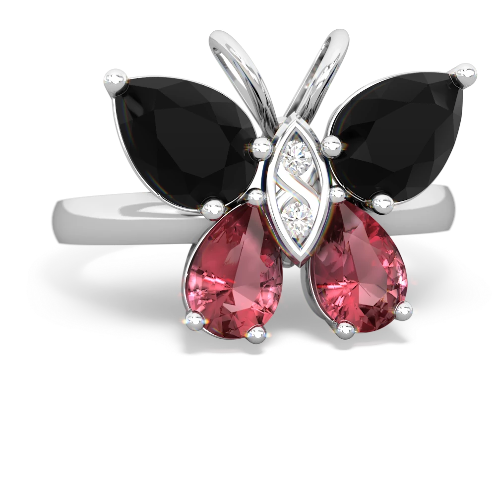 Onyx Butterfly 14K White Gold ring R2215