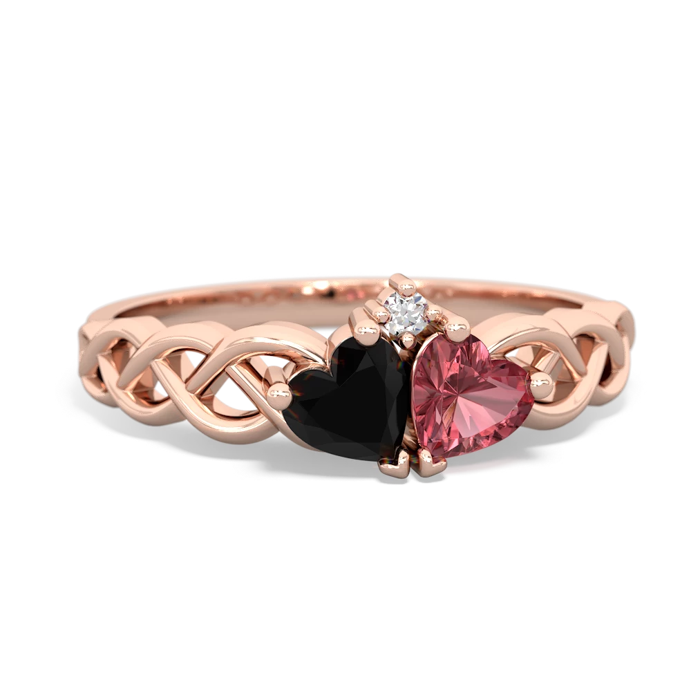 Onyx Heart To Heart Braid 14K Rose Gold ring R5870