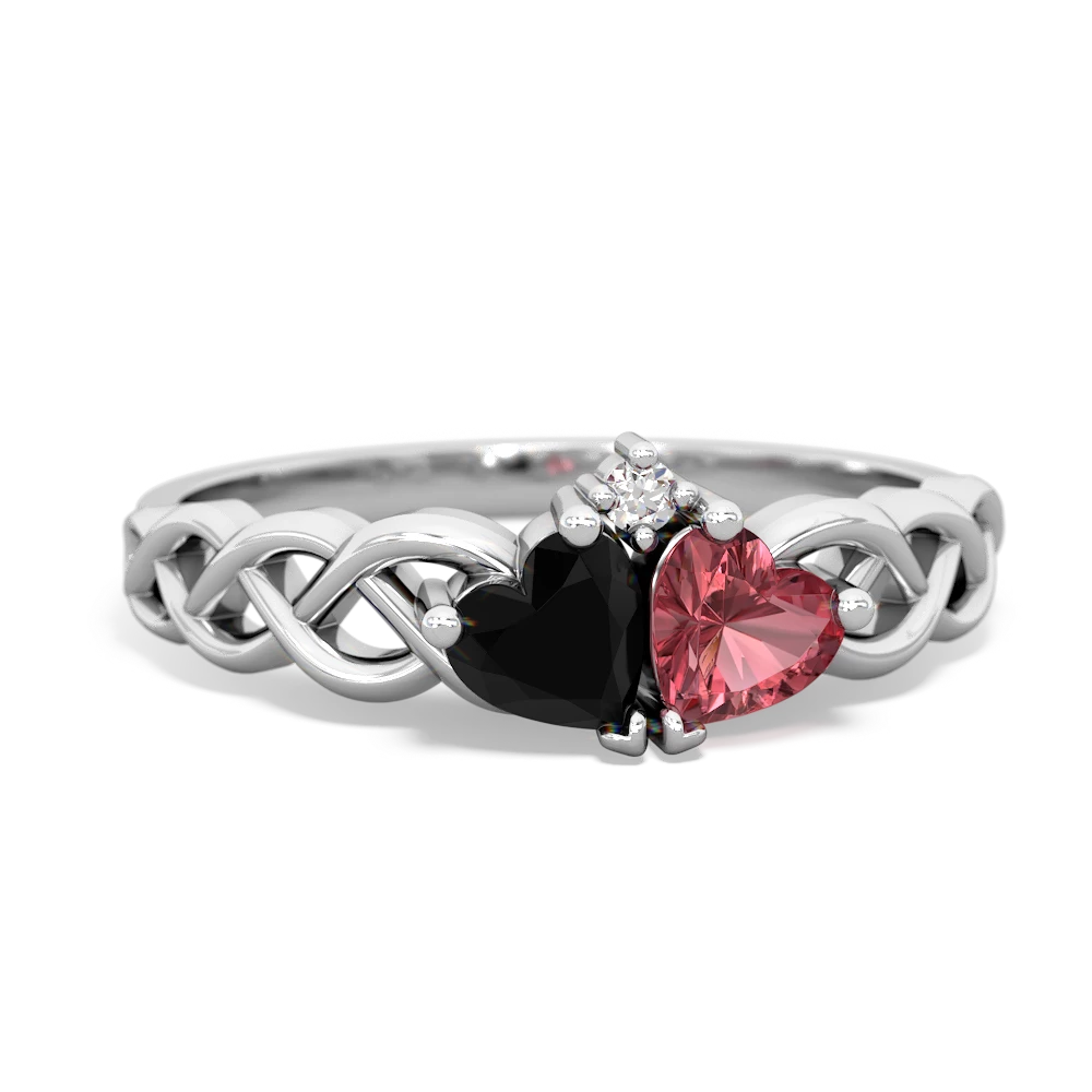 Onyx Heart To Heart Braid 14K White Gold ring R5870