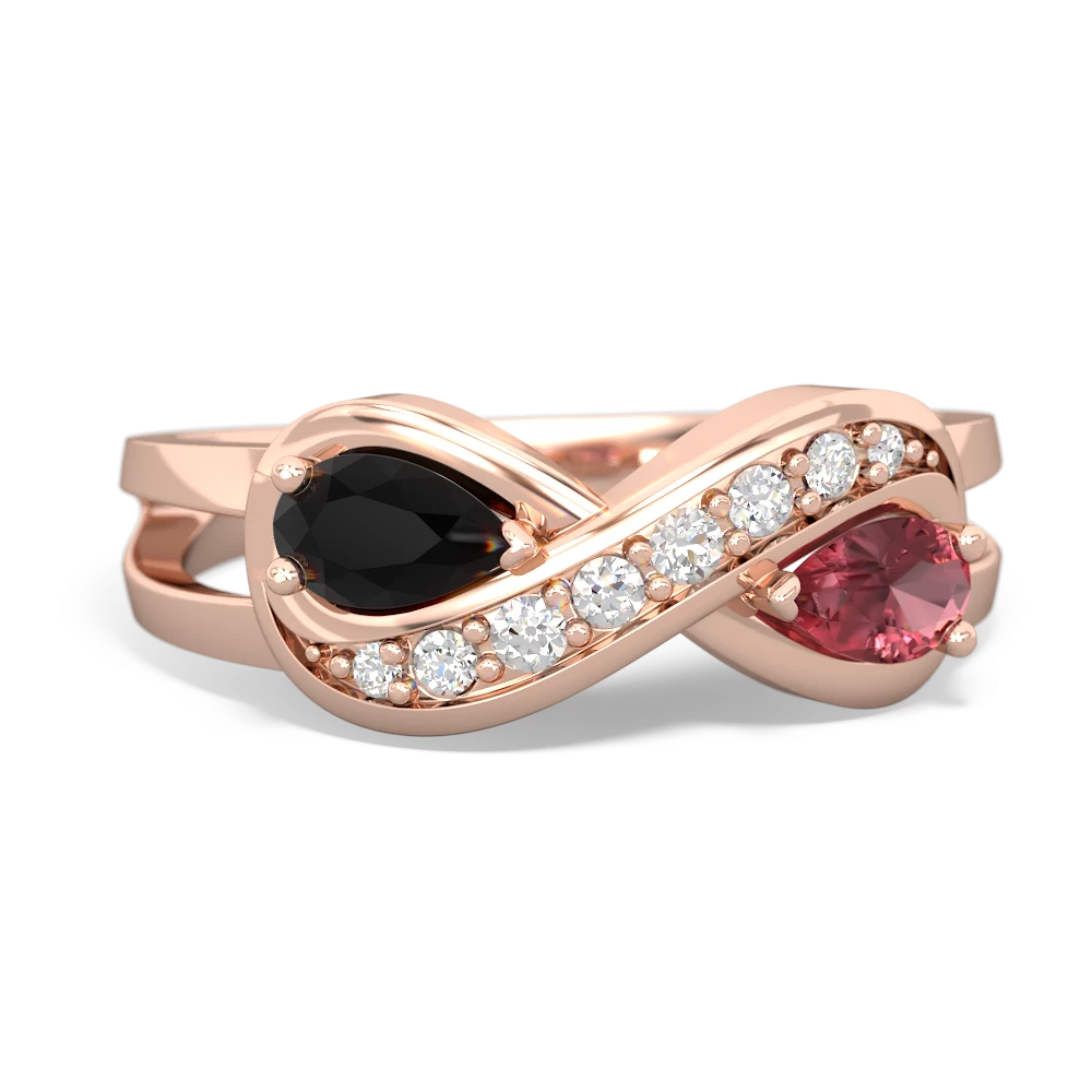 Onyx Diamond Infinity 14K Rose Gold ring R5390