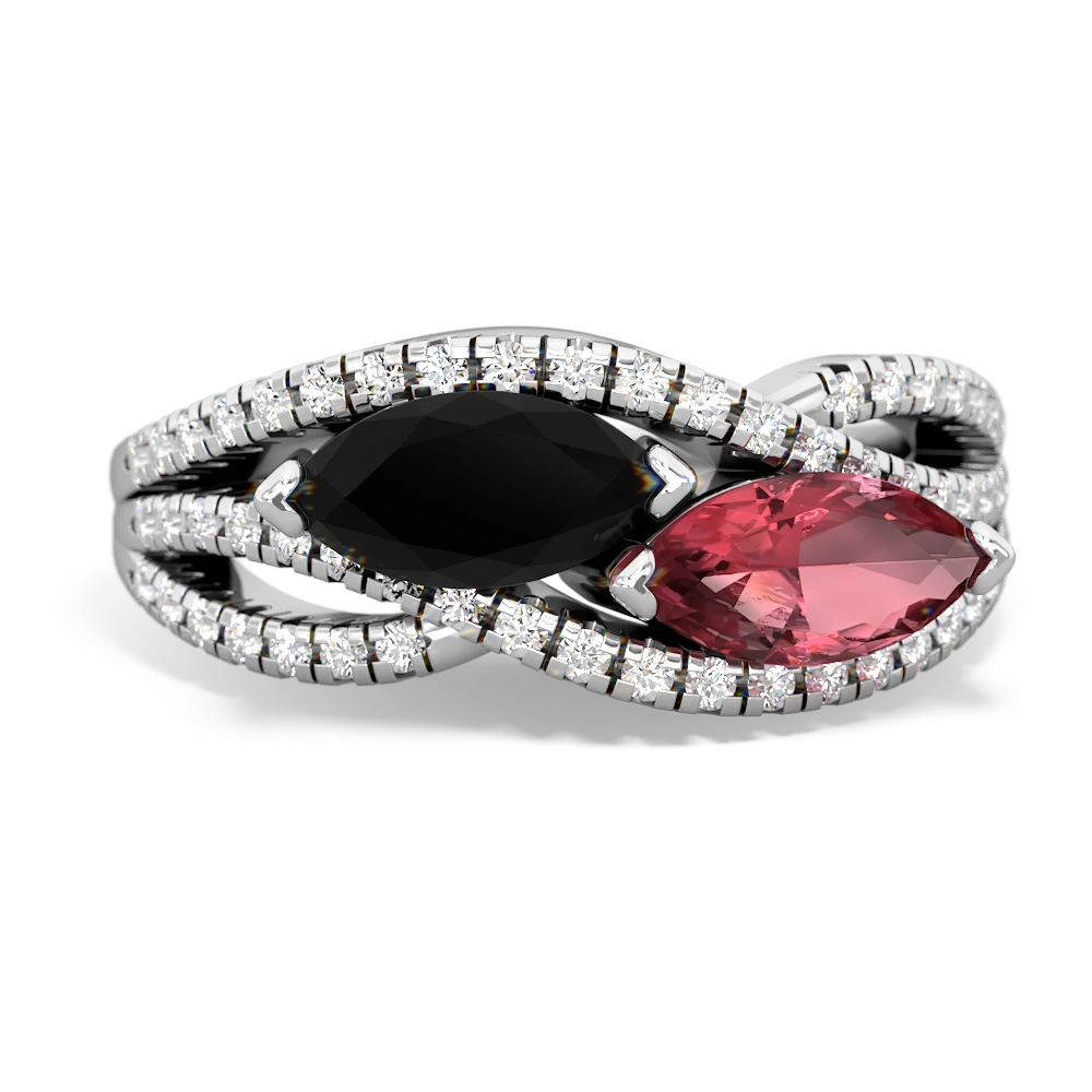 Onyx Diamond Rivers 14K White Gold ring R3070