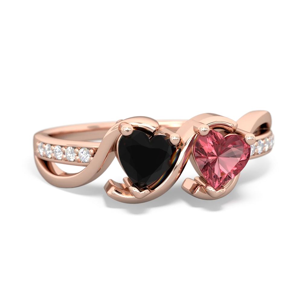 Onyx Side By Side 14K Rose Gold ring R3090