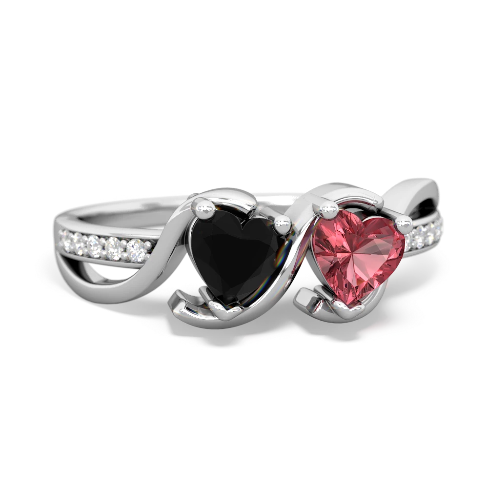 Onyx Side By Side 14K White Gold ring R3090