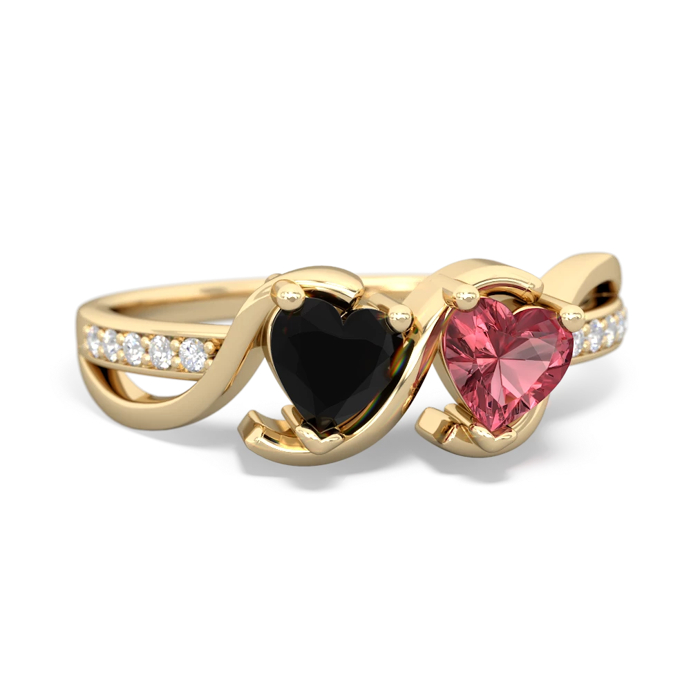 Onyx Side By Side 14K Yellow Gold ring R3090