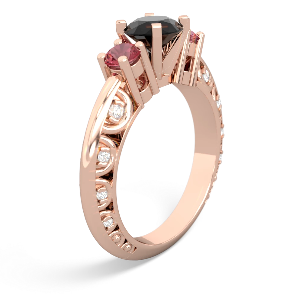 Onyx Art Deco Eternal Embrace Engagement 14K Rose Gold ring C2003