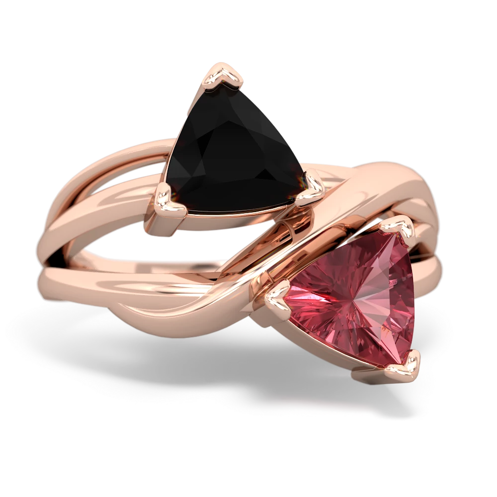 Onyx Split Band Swirl 14K Rose Gold ring R2341