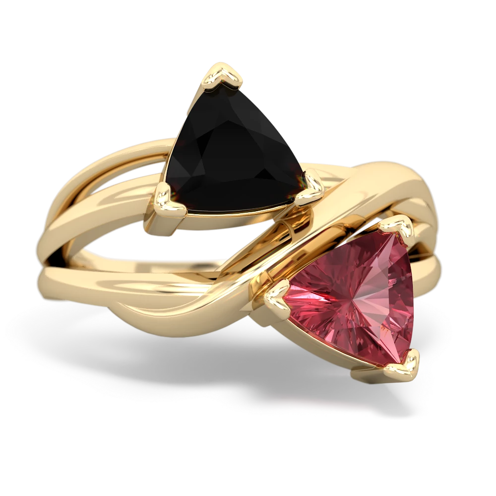 Onyx Split Band Swirl 14K Yellow Gold ring R2341