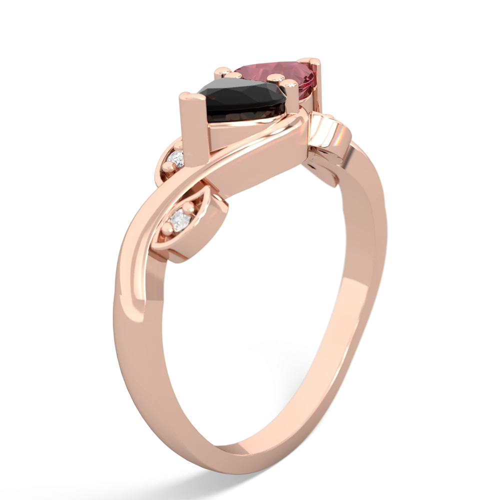 Onyx Floral Elegance 14K Rose Gold ring R5790