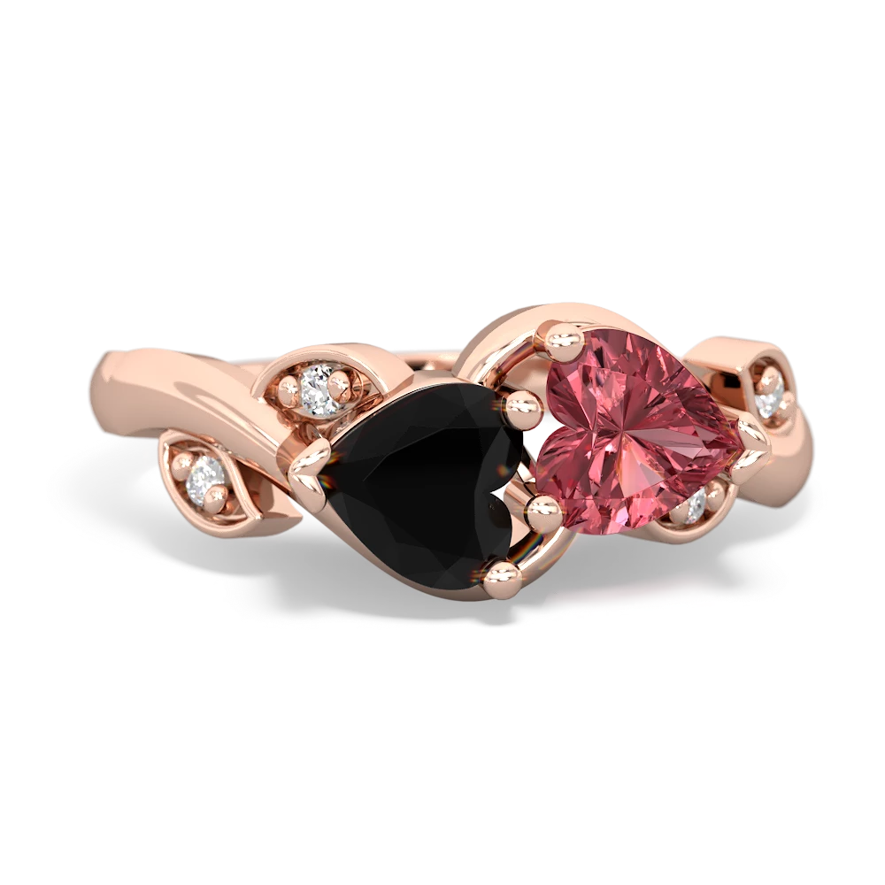 Onyx Floral Elegance 14K Rose Gold ring R5790