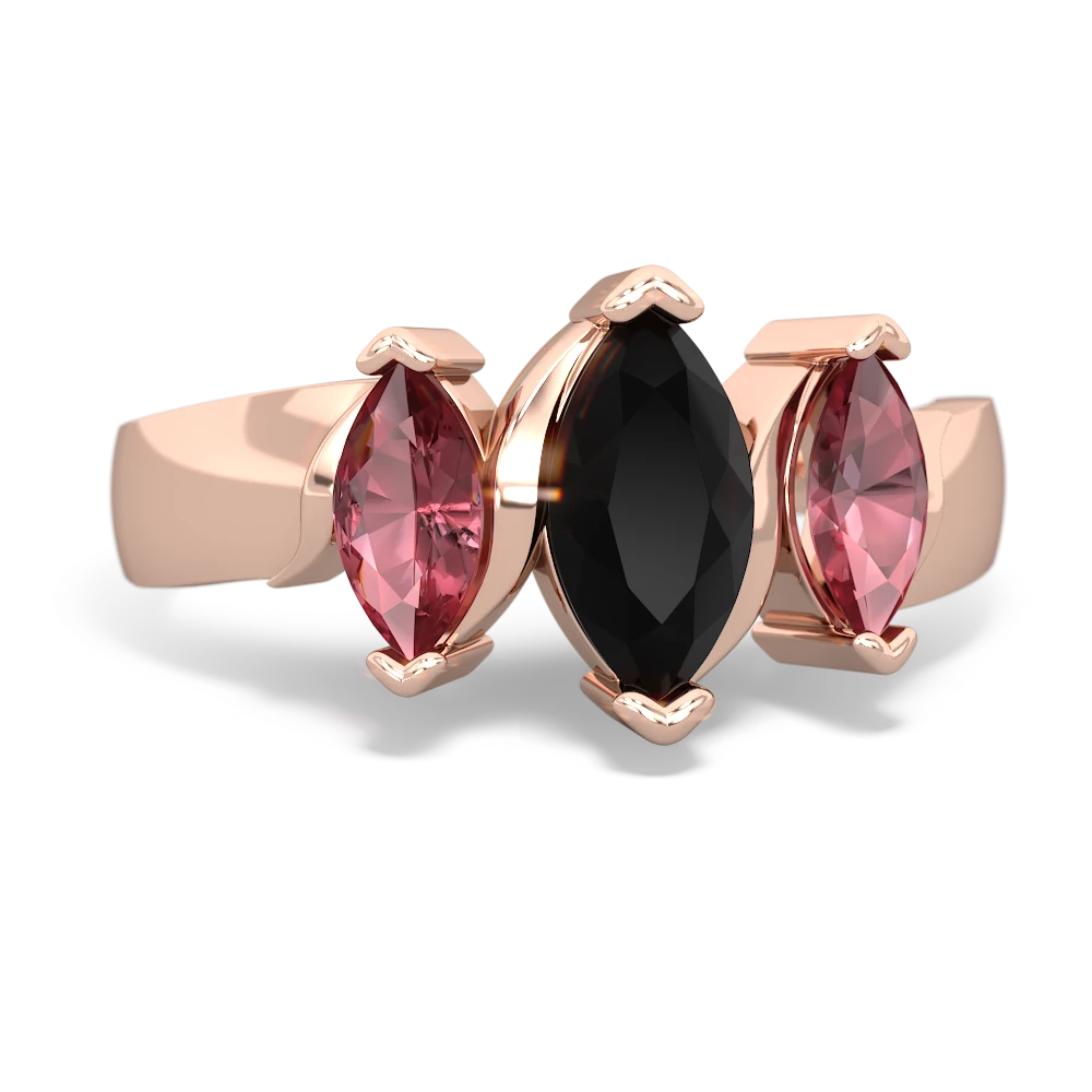 Onyx Three Peeks 14K Rose Gold ring R2433