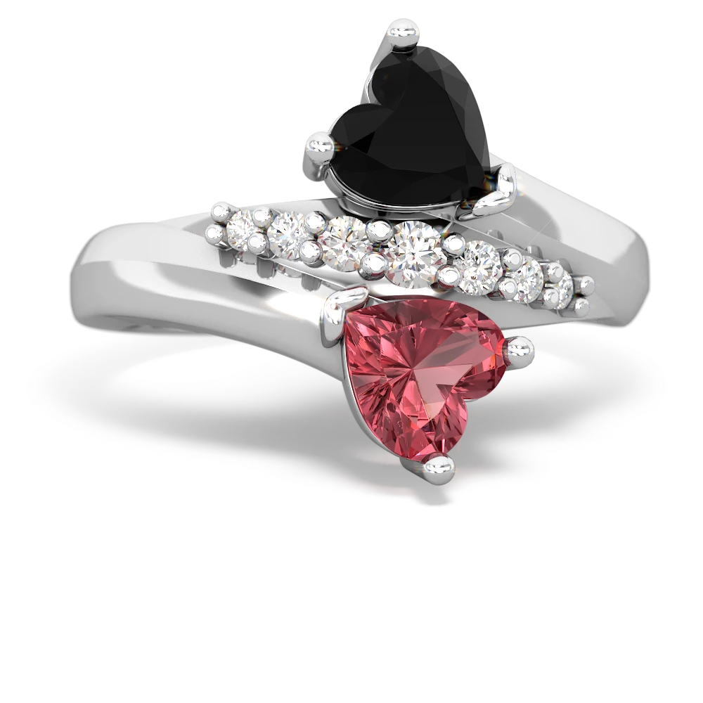 Onyx Heart To Heart 14K White Gold ring R2064