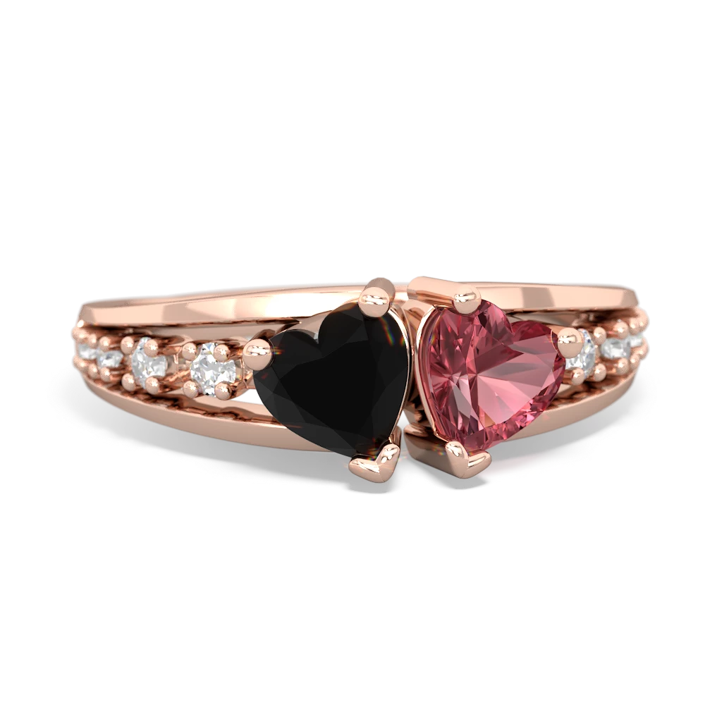 Onyx Heart To Heart 14K Rose Gold ring R3342