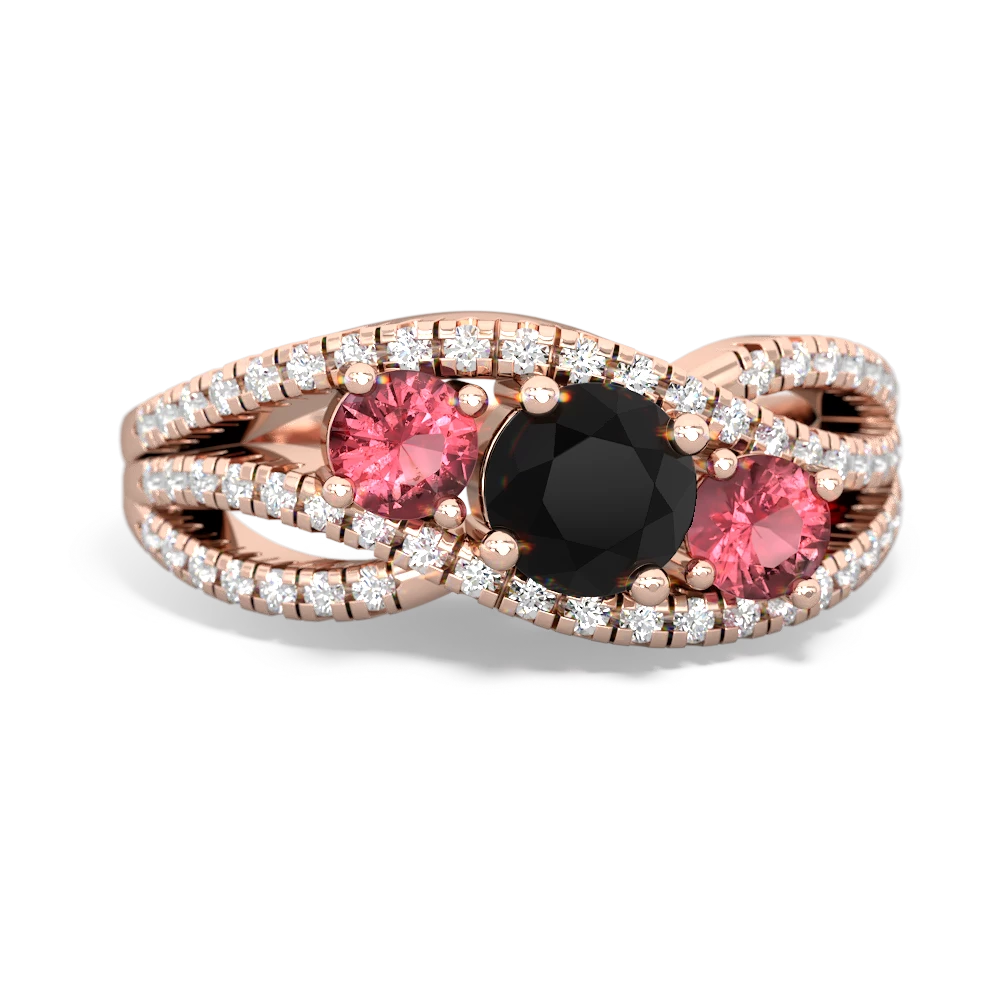 Onyx Three Stone Aurora 14K Rose Gold ring R3080