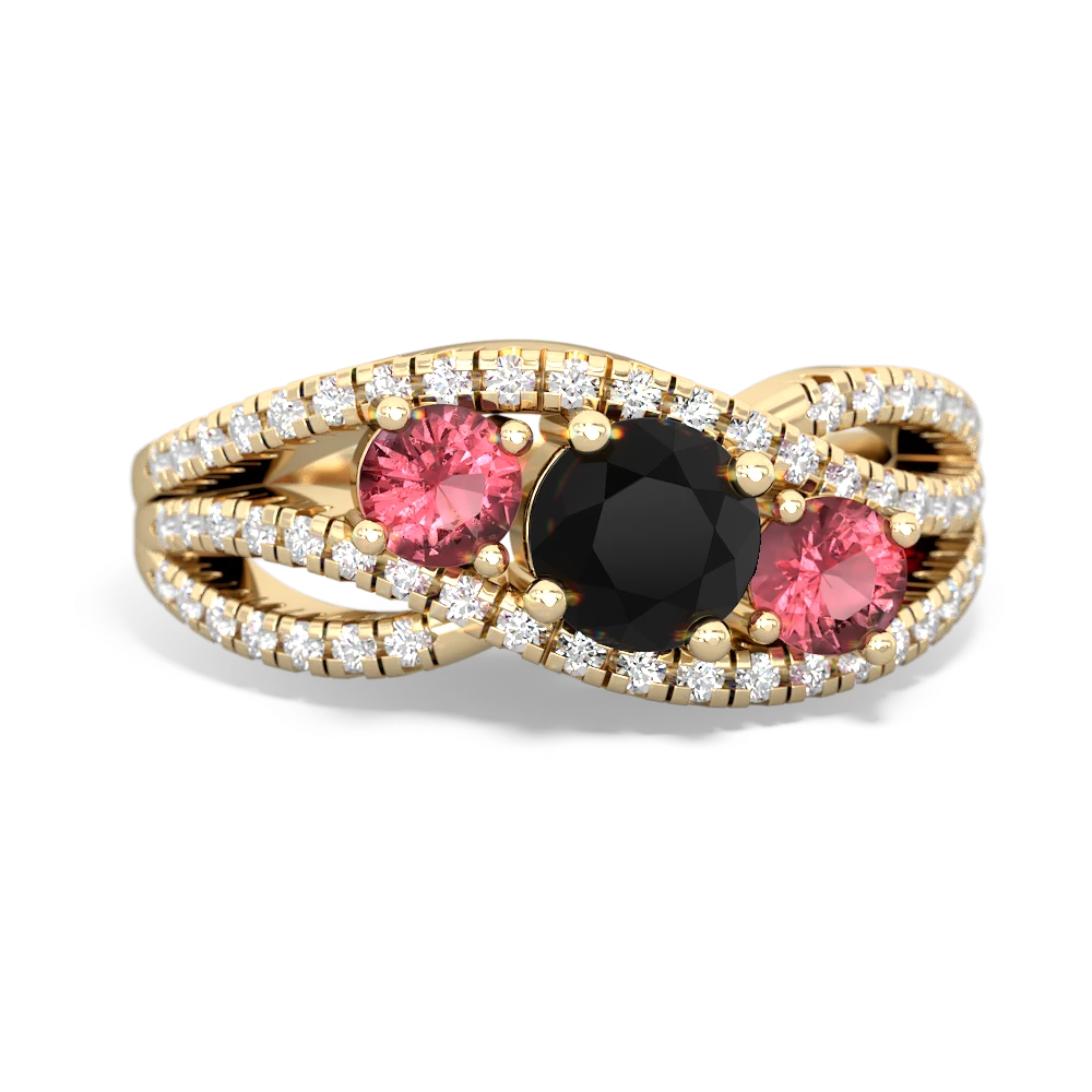 Onyx Three Stone Aurora 14K Yellow Gold ring R3080