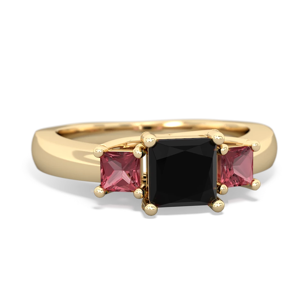 Onyx Three Stone Trellis 14K Yellow Gold ring R4015