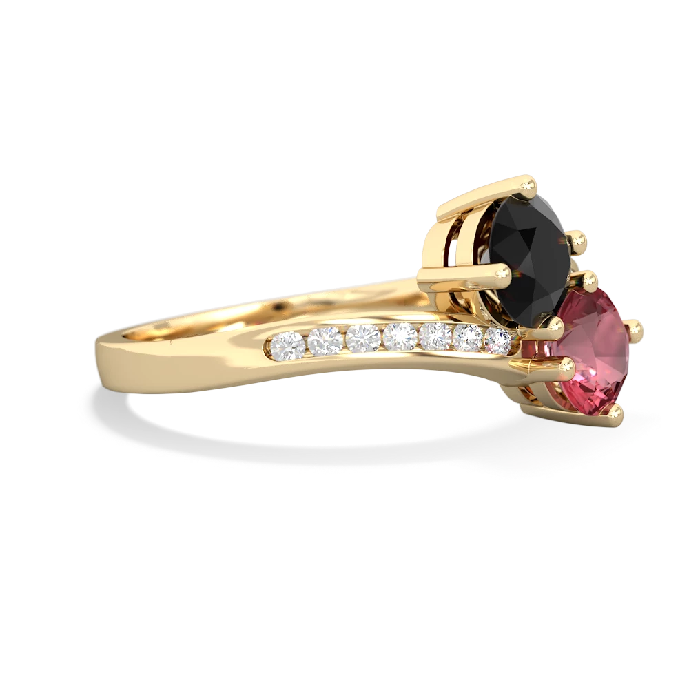 Onyx Channel Set Two Stone 14K Yellow Gold ring R5303