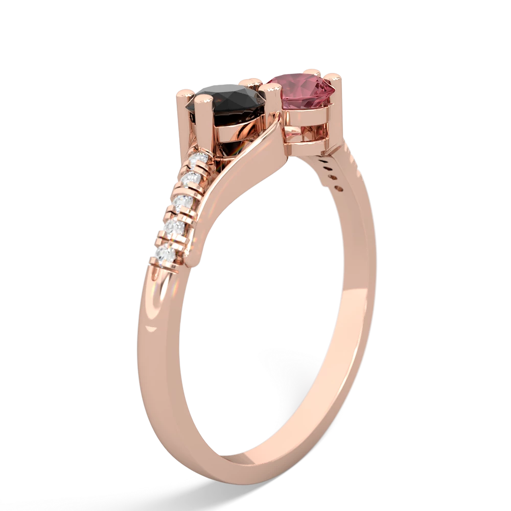 Onyx Infinity Pave Two Stone 14K Rose Gold ring R5285