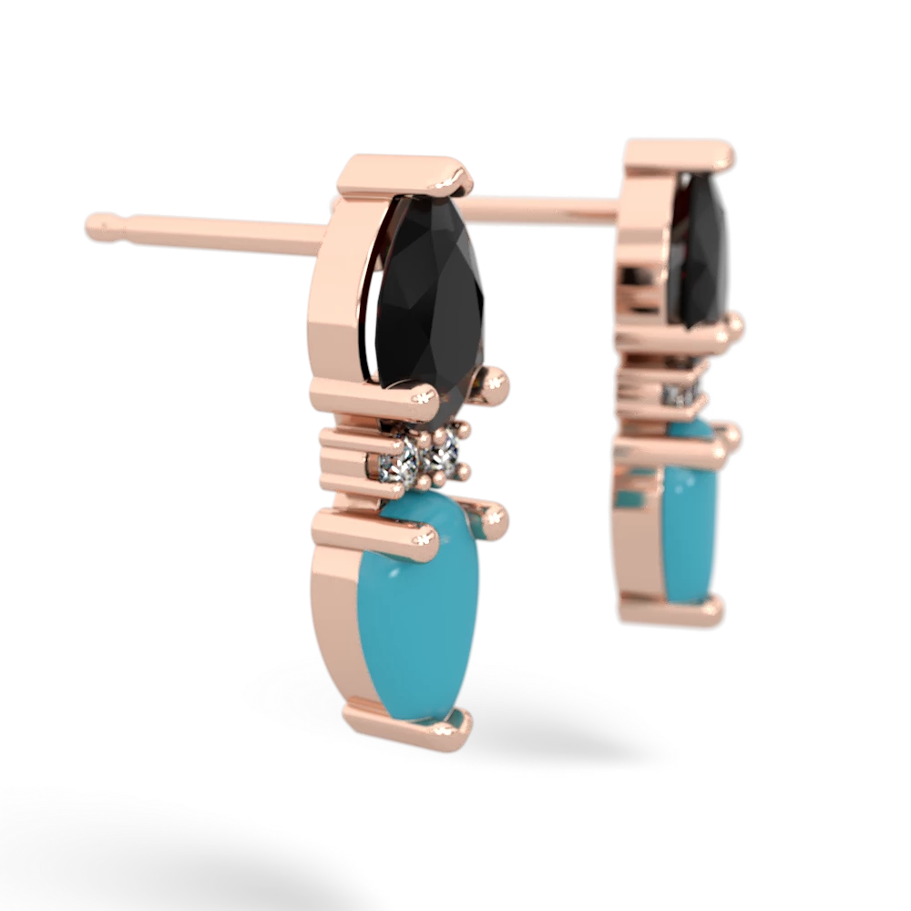 Onyx Bowtie Drop 14K Rose Gold earrings E0865