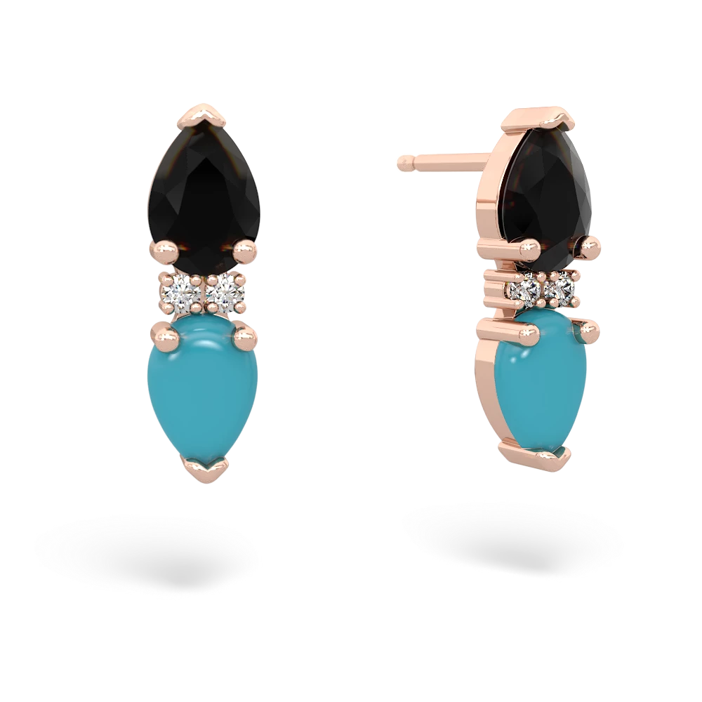 Onyx Bowtie Drop 14K Rose Gold earrings E0865
