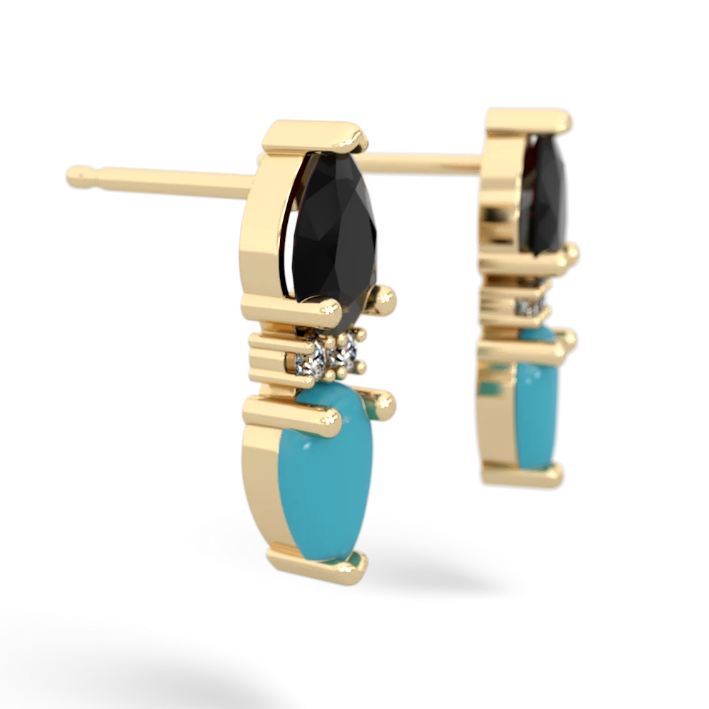 Onyx Bowtie Drop 14K Yellow Gold earrings E0865