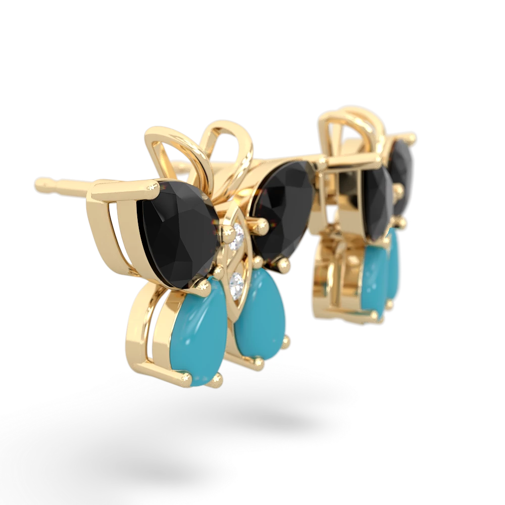 Onyx Butterfly 14K Yellow Gold earrings E2215