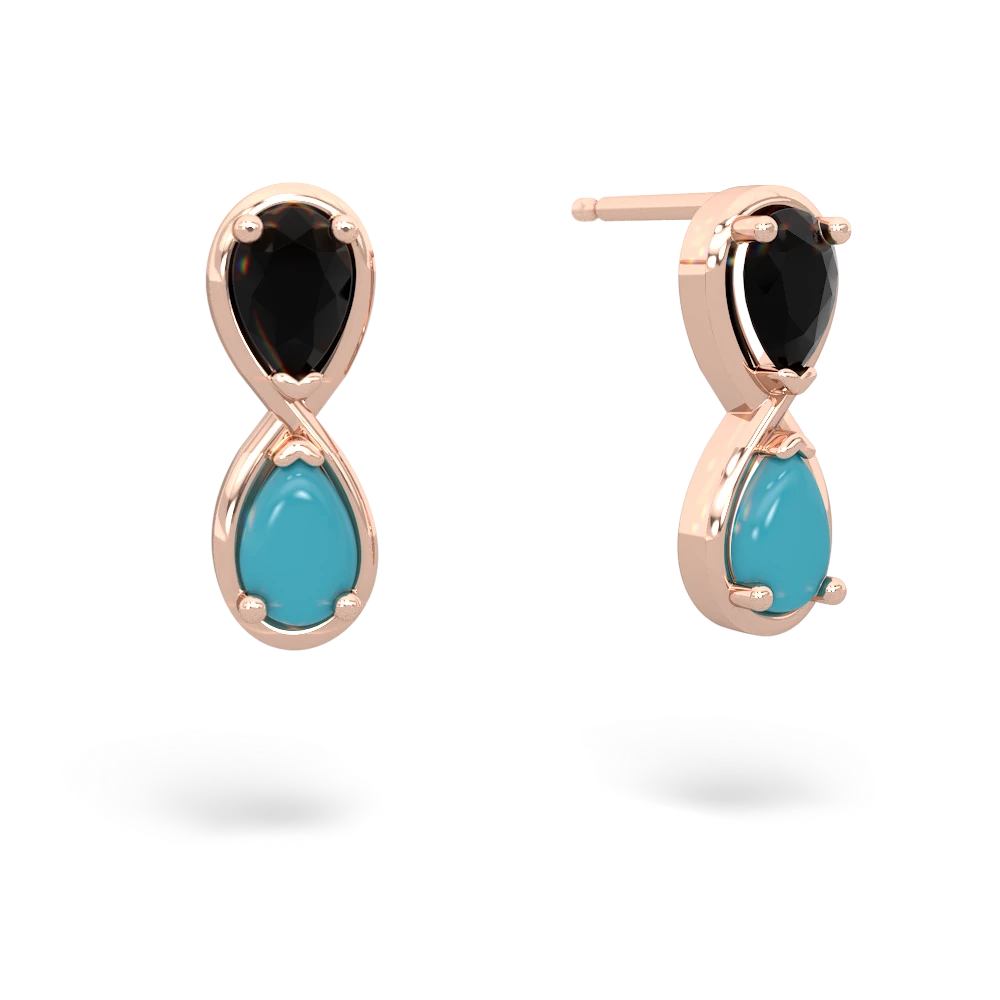 Onyx Infinity 14K Rose Gold earrings E5050