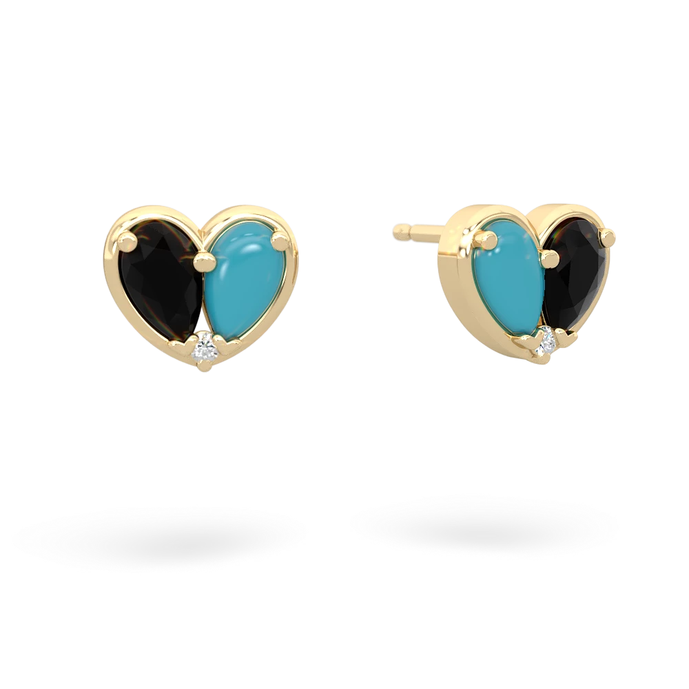 Onyx 'Our Heart' 14K Yellow Gold earrings E5072