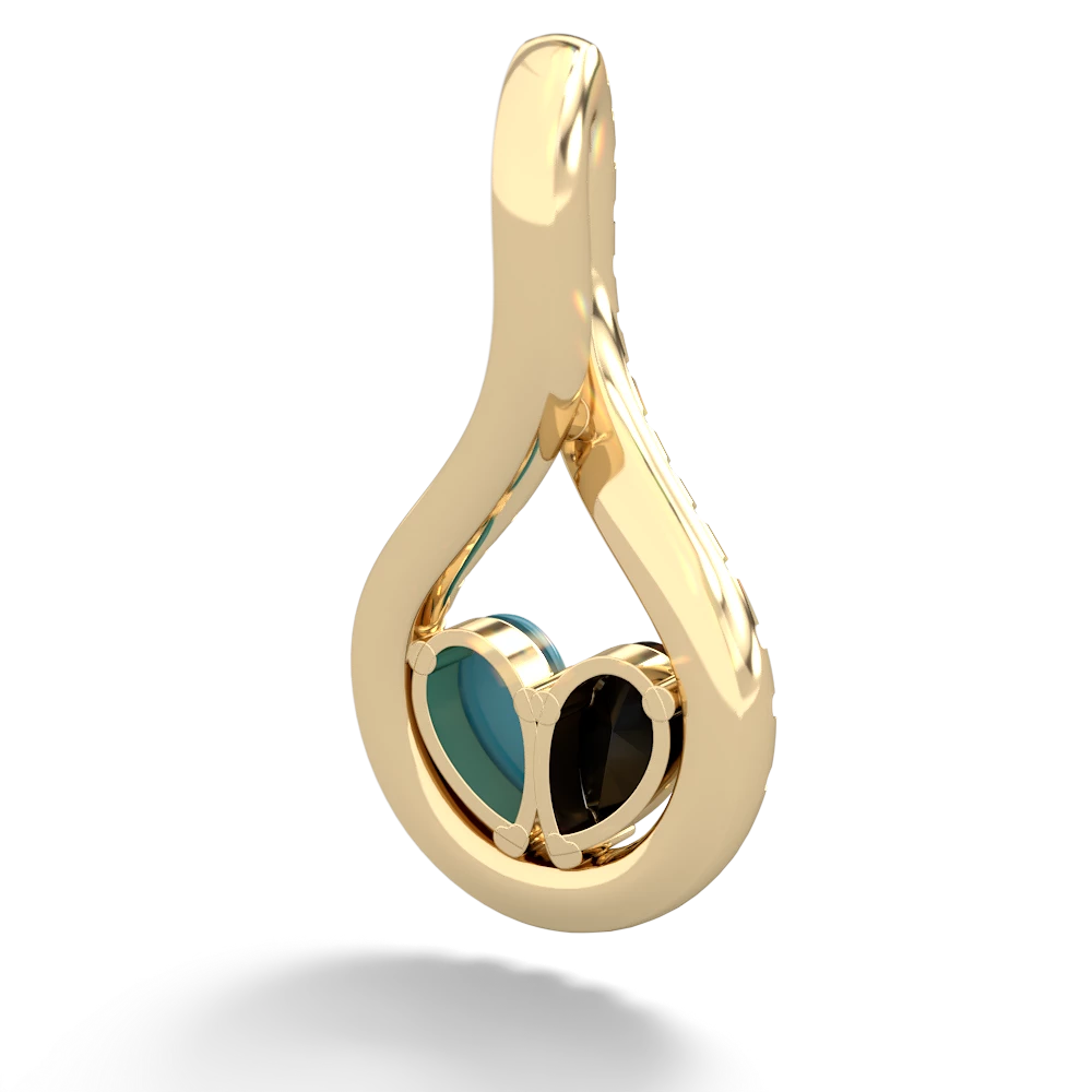 Onyx Pave Twist 'One Heart' 14K Yellow Gold pendant P5360