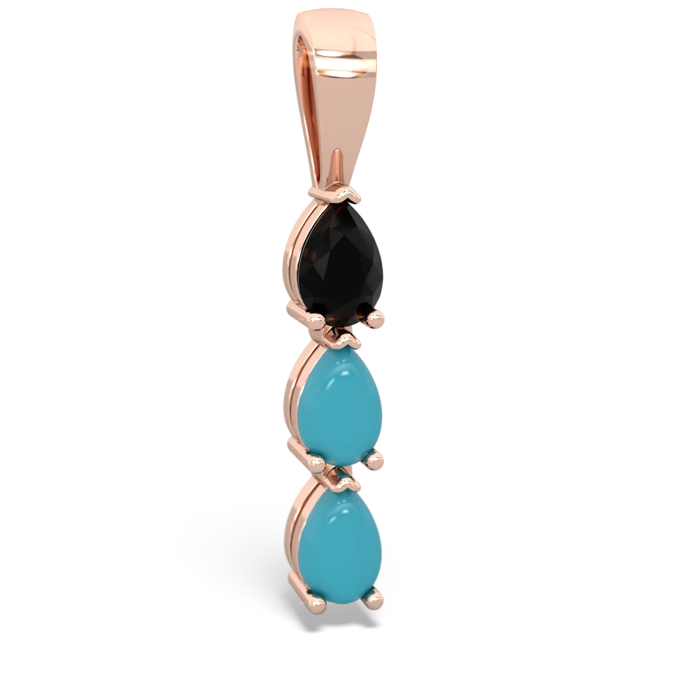 Onyx Dew Drops 14K Rose Gold pendant P2251