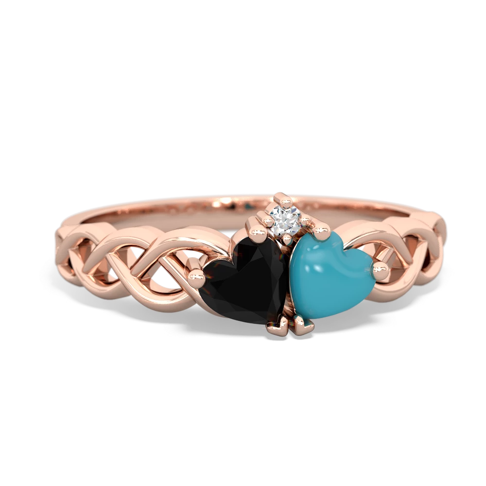 Onyx Heart To Heart Braid 14K Rose Gold ring R5870