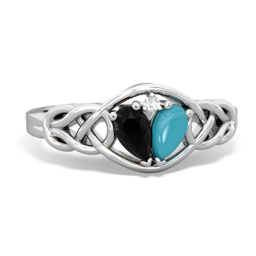 Onyx Celtic Love Knot 14K White Gold ring R5420